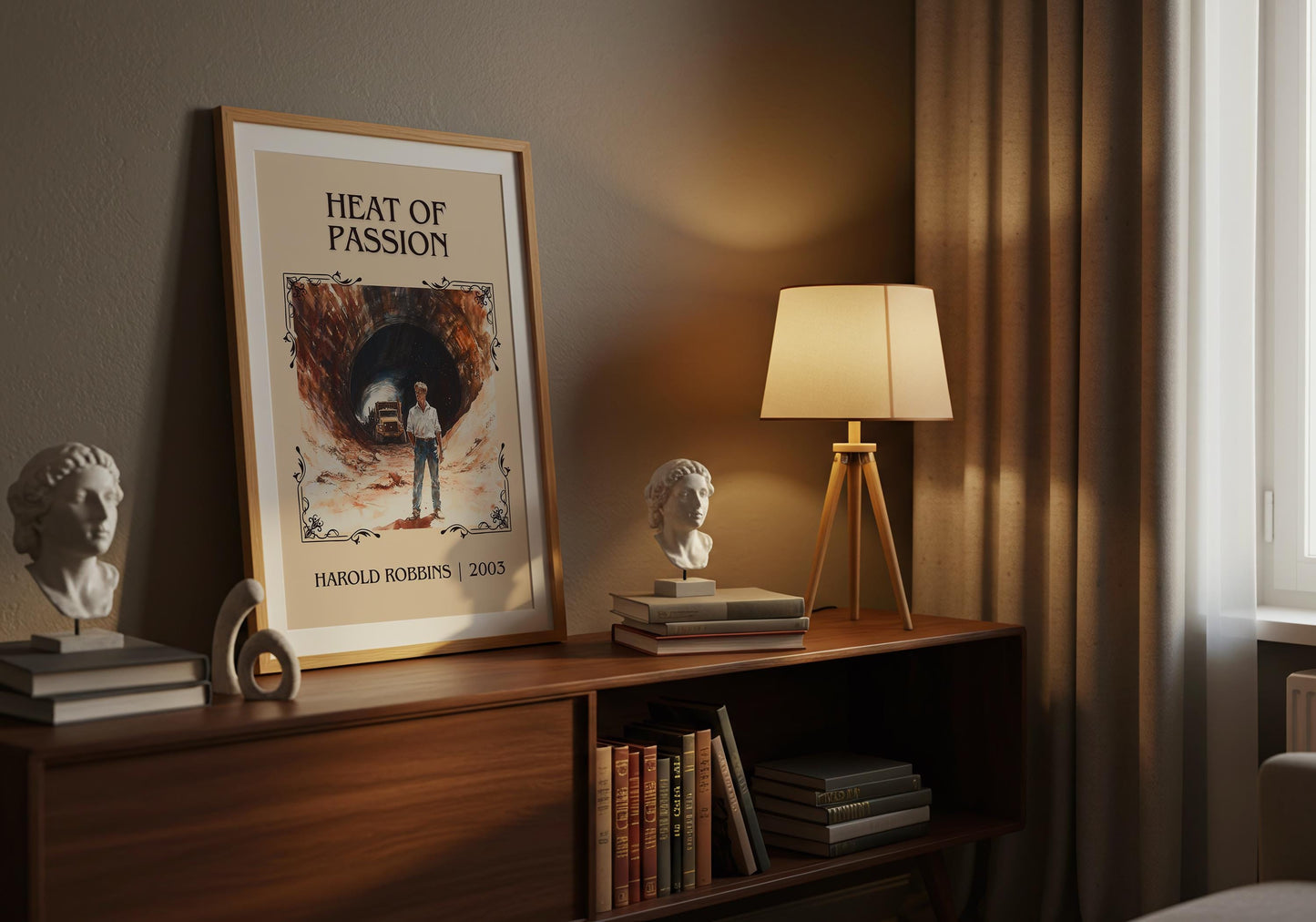 Heat Of Passion by Harold Robbins High Quality Poster Print. Fast, Free Delivery Wall Art. Author-Title Book Artwork-Minimalist Nook Gift
