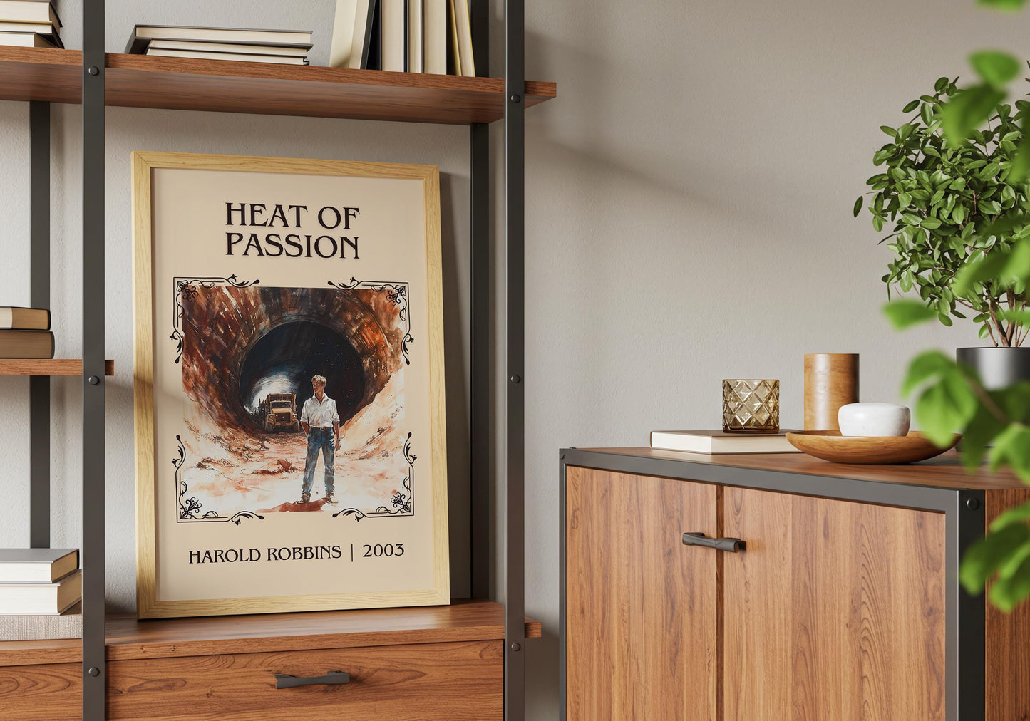 Heat Of Passion by Harold Robbins High Quality Poster Print. Fast, Free Delivery Wall Art. Author-Title Book Artwork-Minimalist Nook Gift