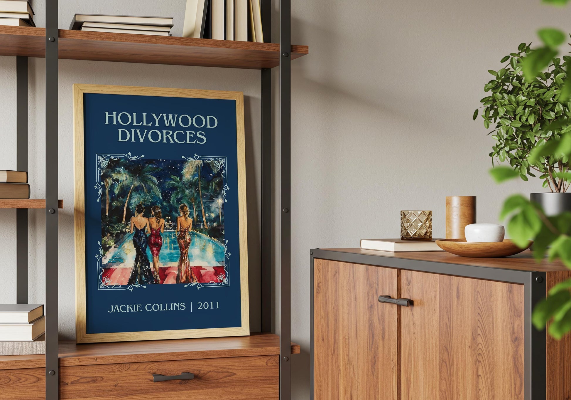 Hollywood Divorces by Jackie Collins High Quality Poster Print. Fast, Free Delivery Wall Art. Author-Title Book Artwork-Minimalist Nook