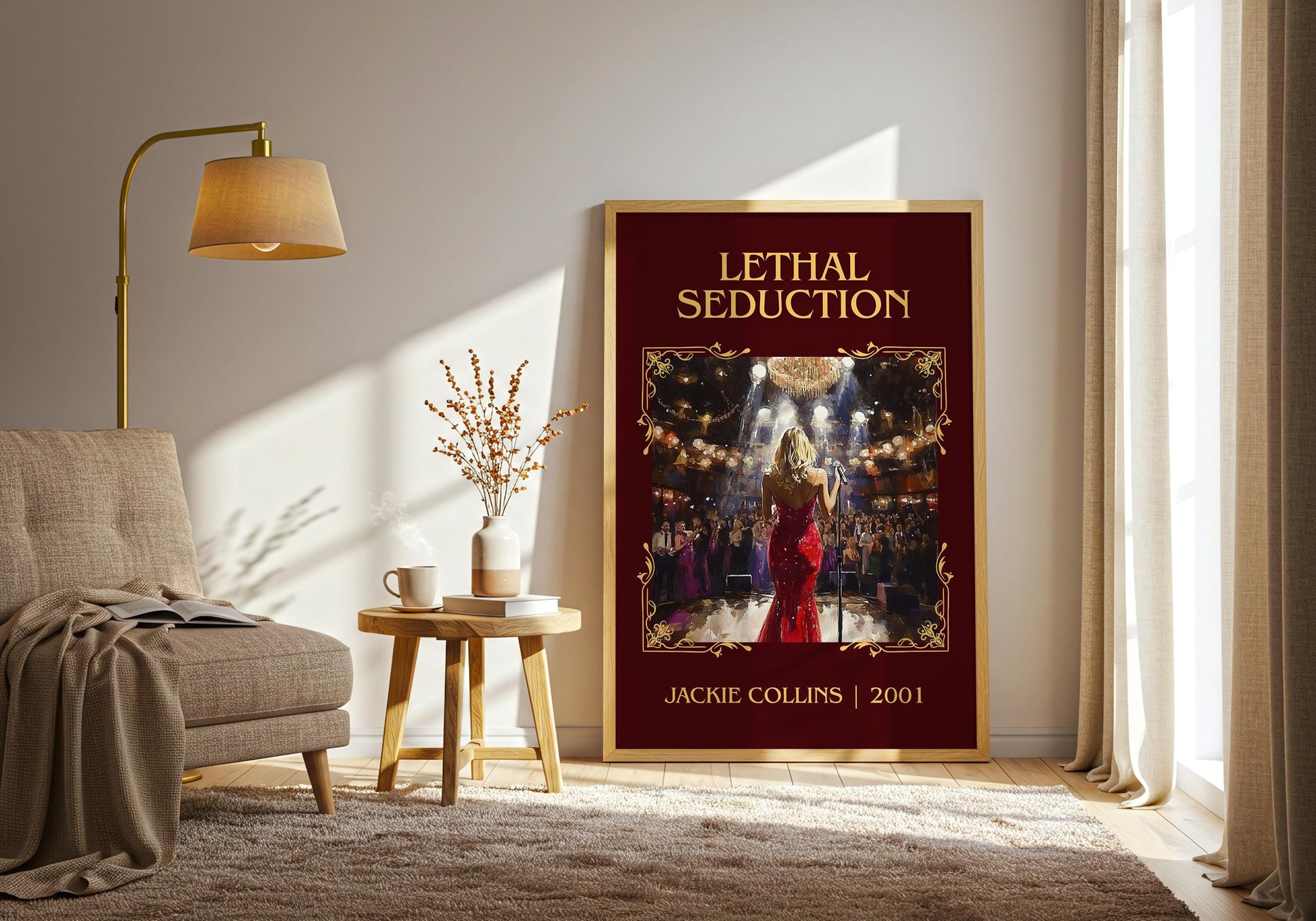 Lethal Seduction by Jackie Collins High Quality Poster Print. Fast, Free Delivery Wall Art. Author Book Artwork-Minimalist Gift