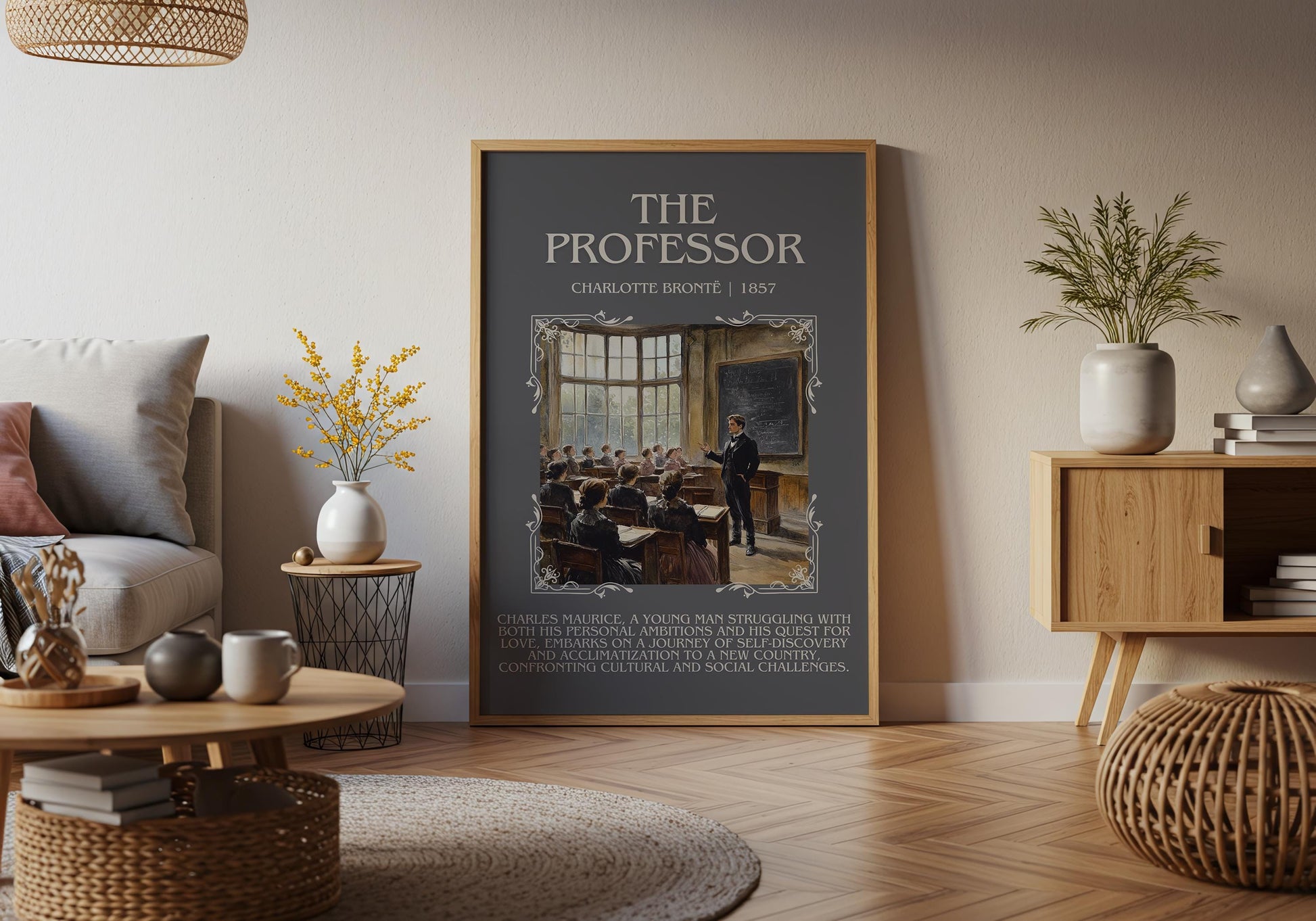 The Professor by Charlotte Bronte High Quality Poster Print. Free Delivery Wall Art. Author & Blurb Book/Novel Minimalist Art Gift
