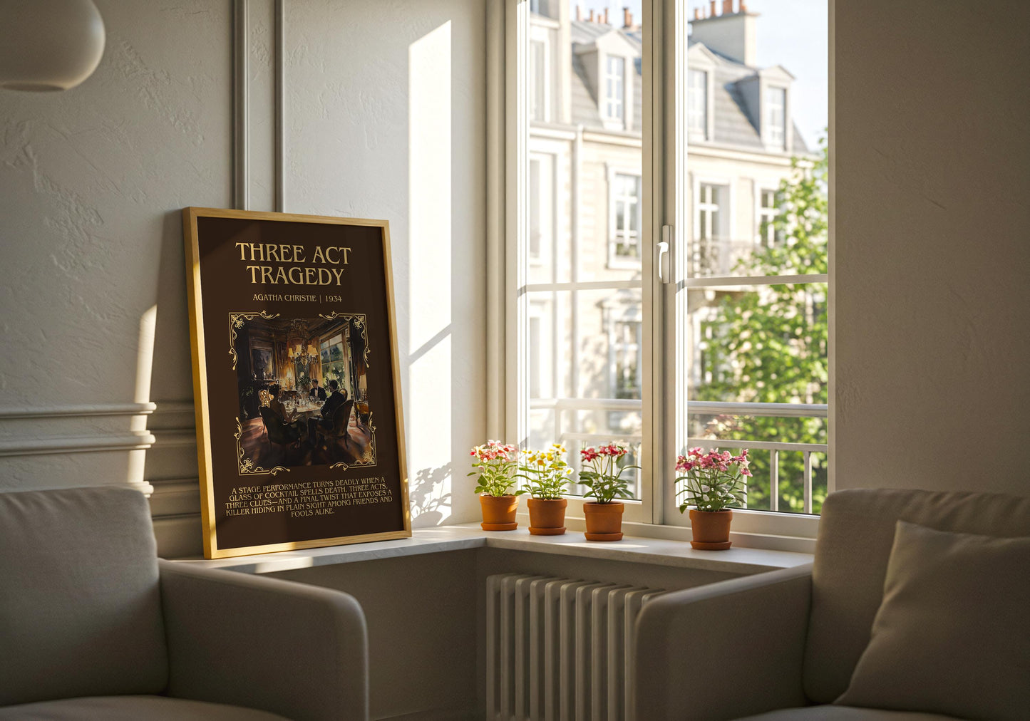 Three Act Tragedy by Agatha Christie High Quality Poster Print. Free Delivery Wall Art. Author & Blurb Book/Novel Minimalist Art Gift