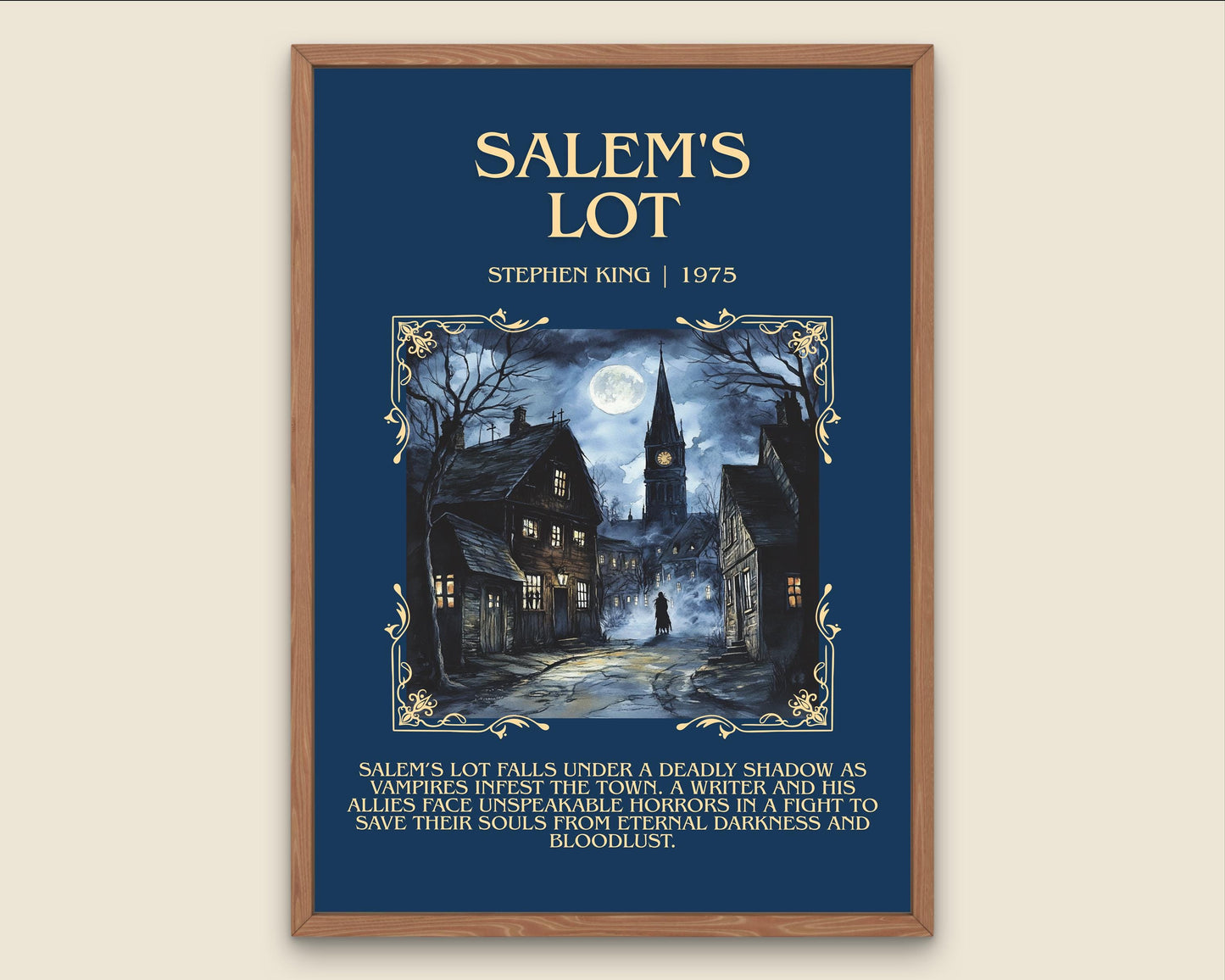Salem's Lot by Stephen King Descriptive, High Quality Poster Print.Free Delivery Wall Art.Author&Blurb Book Nook Gift Library