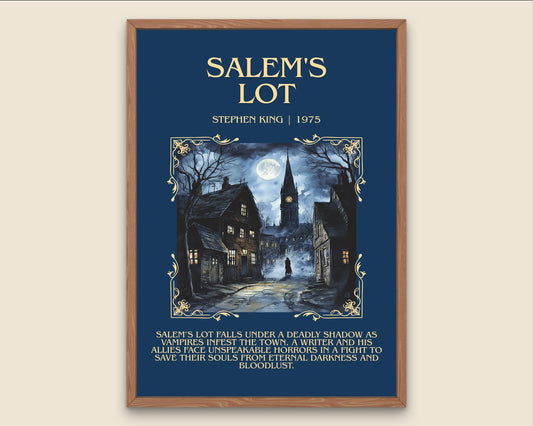 Salem's Lot by Stephen King Descriptive, High Quality Poster Print.Free Delivery Wall Art.Author&Blurb Book Nook Gift Library