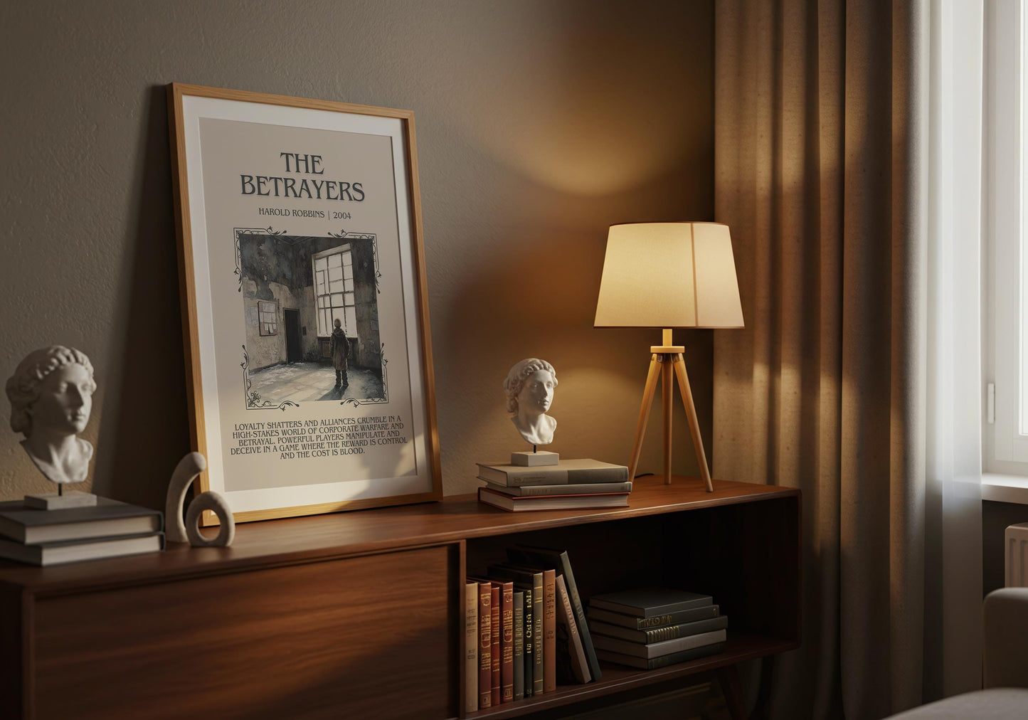 The Betrayers by Harold Robbins Descriptive, High Quality Poster Print.Free Delivery Wall Art.Author&Blurb Book Nook Gift Library