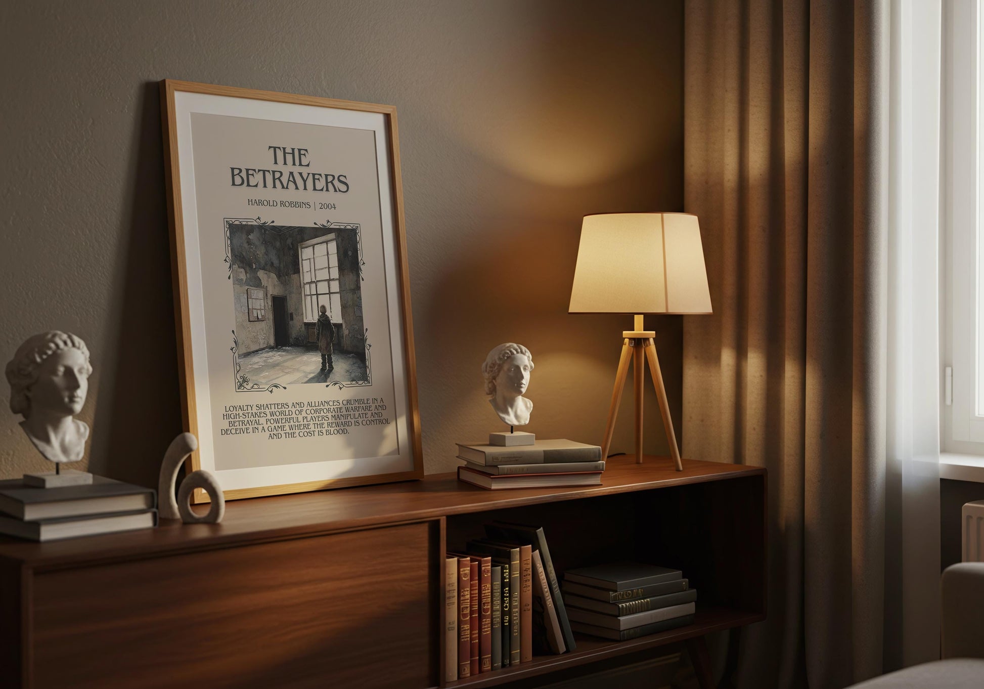 The Betrayers by Harold Robbins Descriptive, High Quality Poster Print.Free Delivery Wall Art.Author&Blurb Book Nook Gift Library