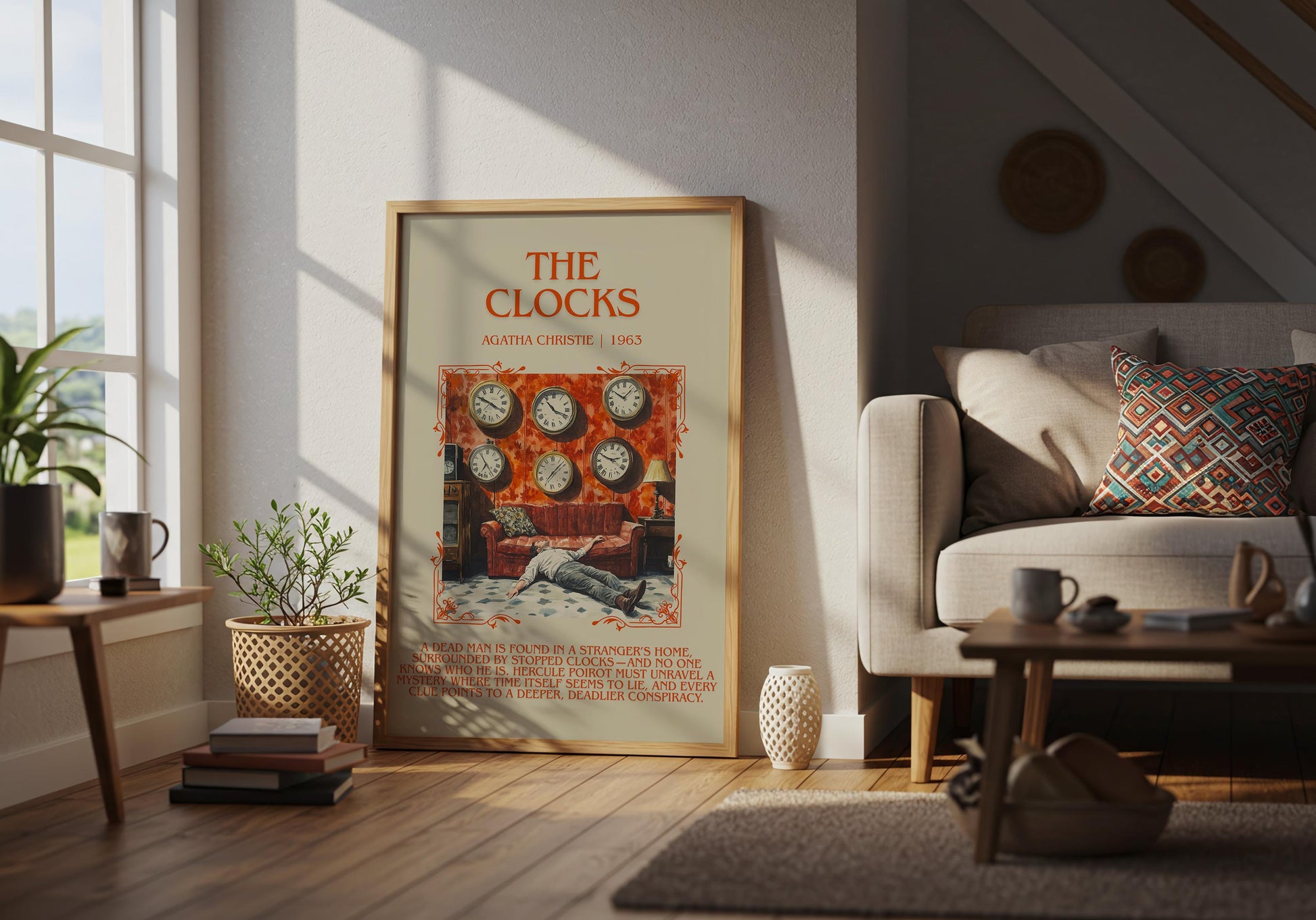 The Clocks by Agatha Christie Descriptive, High Quality Poster Print.Free Delivery Wall Art.Author&Blurb Book Nook Gift Library