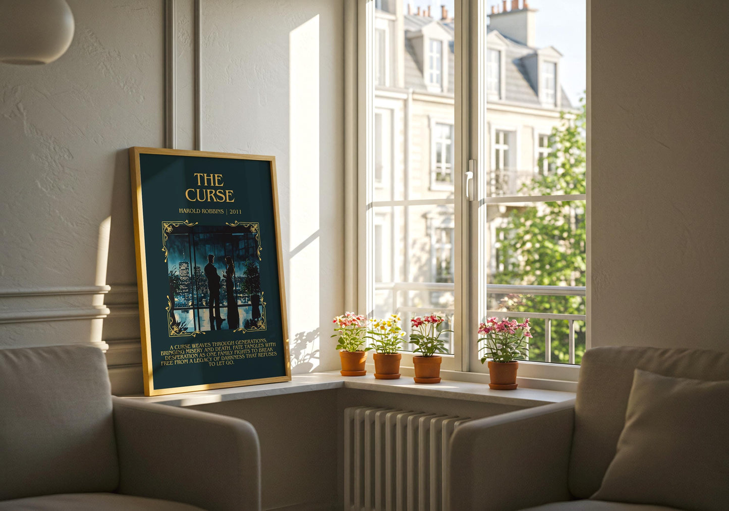 The Curse by Harold Robbins Descriptive, High Quality Poster Print.Free Delivery Wall Art.Author&Blurb Book Nook Gift Library