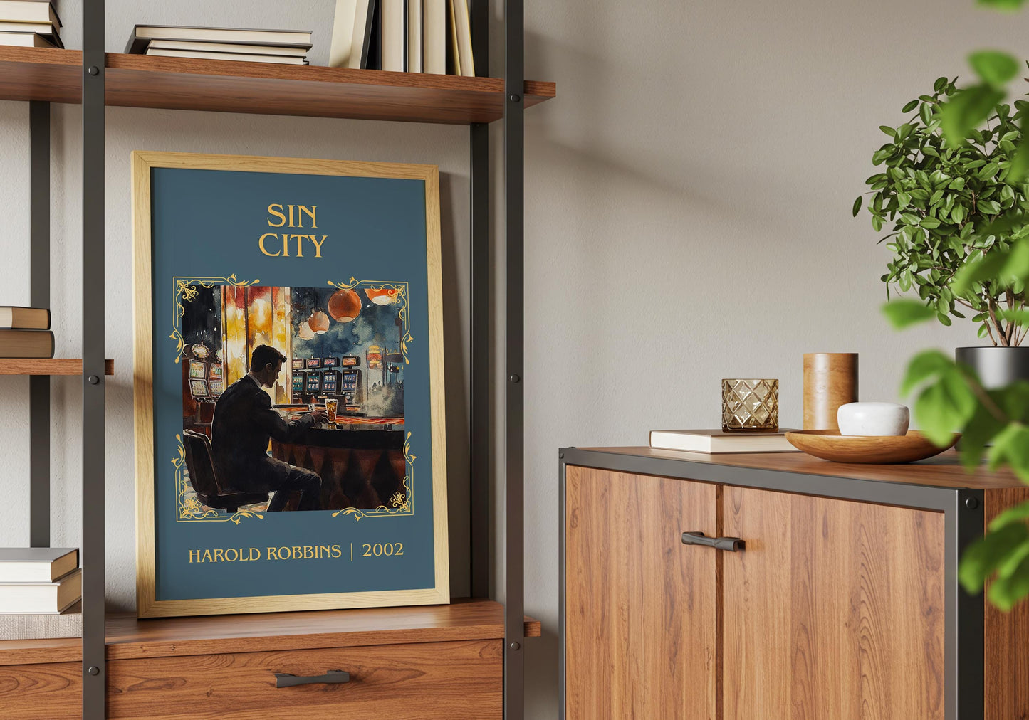 Sin City by Harold Robbins High Quality Poster Print. Fast, Free Delivery Wall Art. Author Book Artwork-Minimalist Gift Library Nook Art