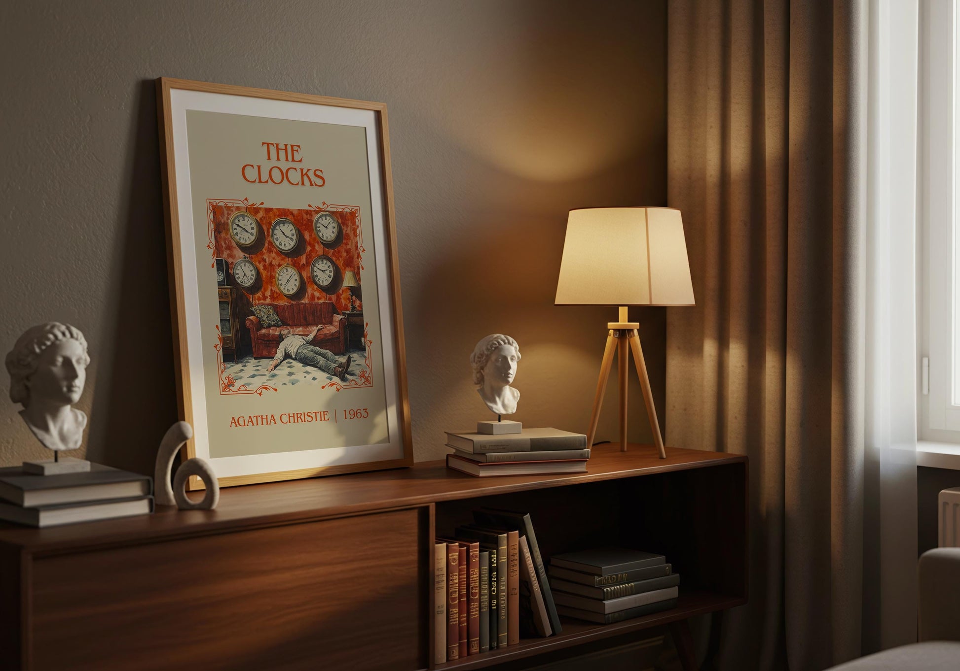 The Clocks by Agatha Christie High Quality Poster Print. Fast, Free Delivery Wall Art. Author Book Artwork-Minimalist Gift Library Nook Art