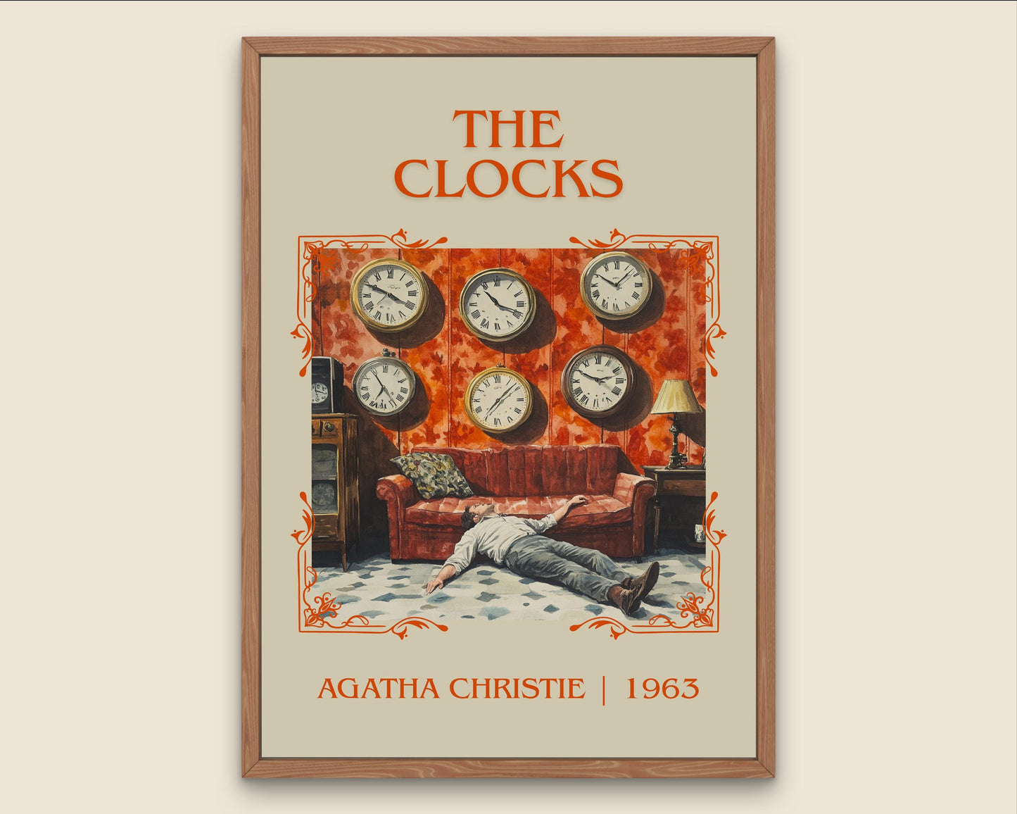 The Clocks by Agatha Christie High Quality Poster Print. Fast, Free Delivery Wall Art. Author Book Artwork-Minimalist Gift Library Nook Art
