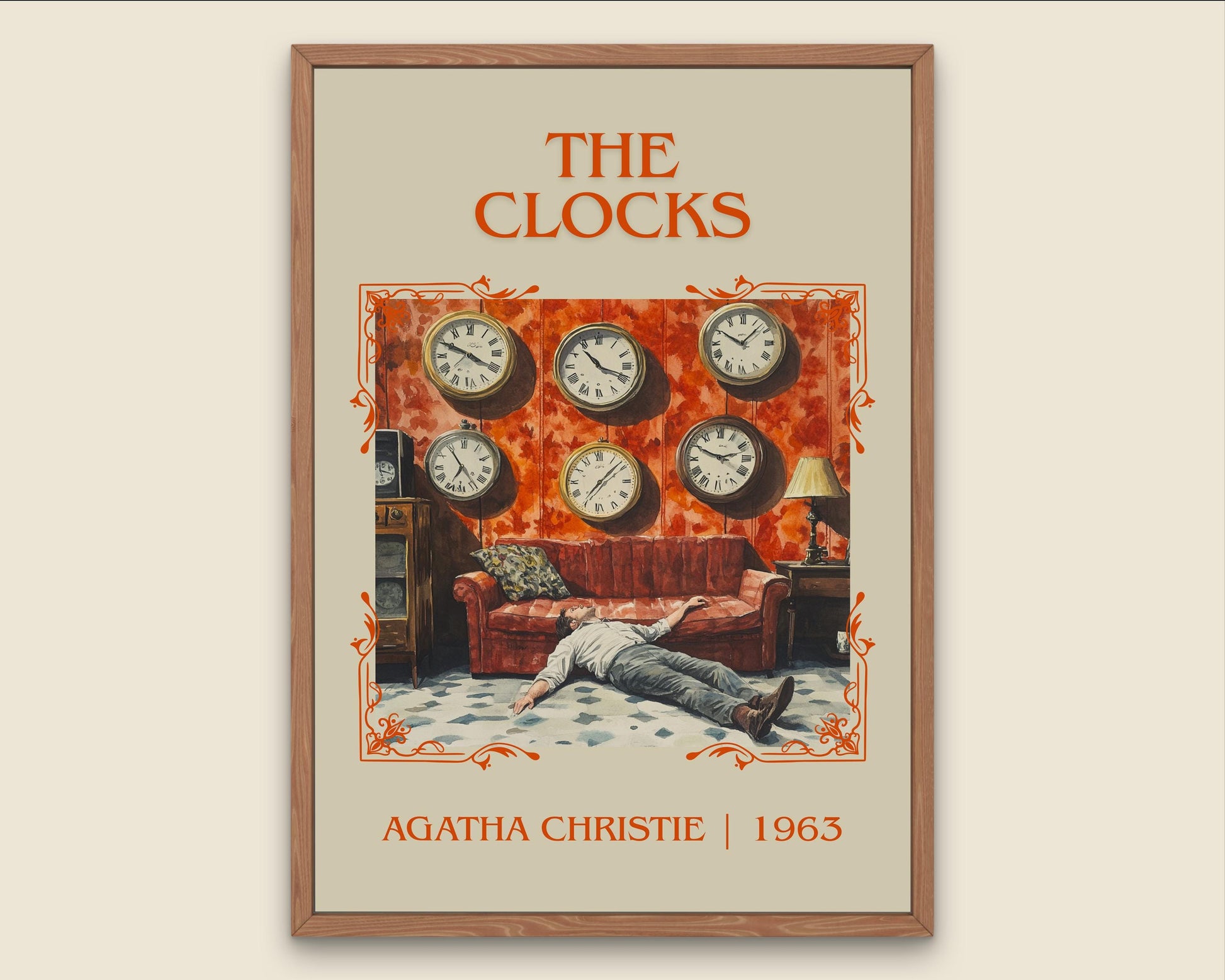 The Clocks by Agatha Christie High Quality Poster Print. Fast, Free Delivery Wall Art. Author Book Artwork-Minimalist Gift Library Nook Art