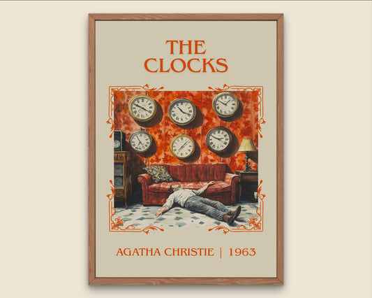 The Clocks by Agatha Christie High Quality Poster Print. Fast, Free Delivery Wall Art. Author Book Artwork-Minimalist Gift Library Nook Art