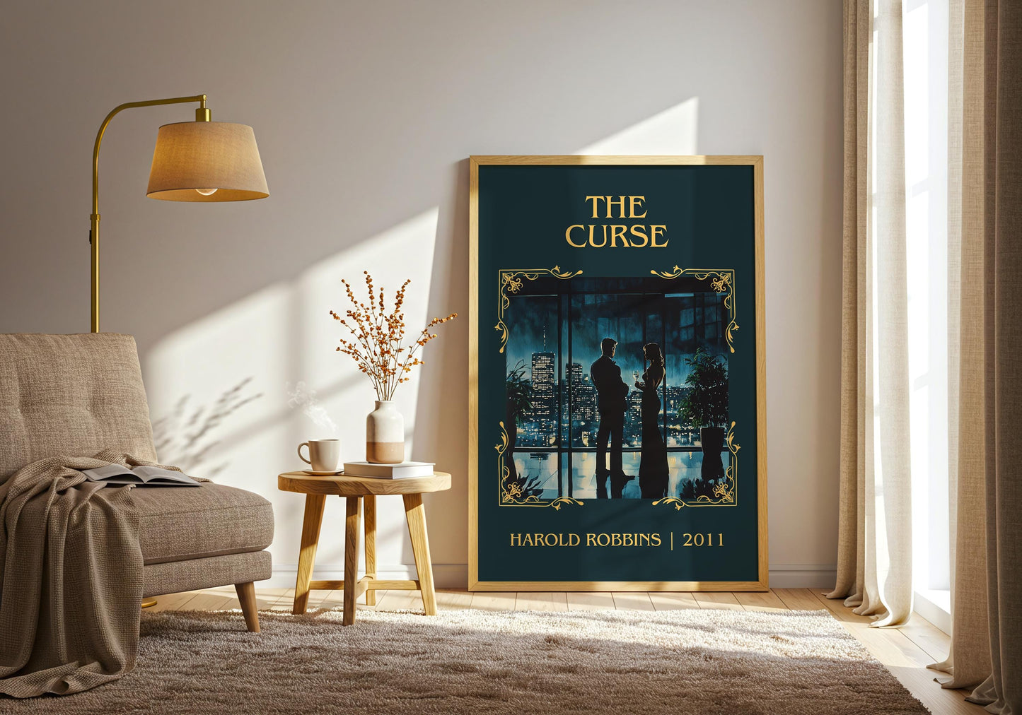 The Curse by Harold Robbins High Quality Poster Print. Free Delivery Wall Art. Author Book Artwork-Minimalist Gift Library Nook Art