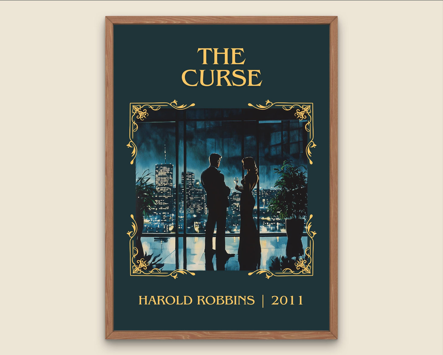 The Curse by Harold Robbins High Quality Poster Print. Free Delivery Wall Art. Author Book Artwork-Minimalist Gift Library Nook Art