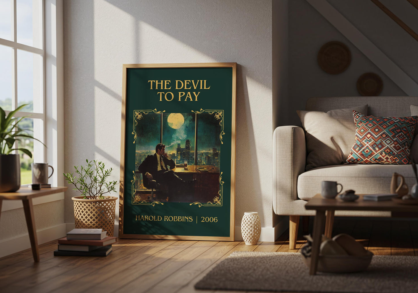The Devil To Pay by Harold Robbins High Quality Poster Print. Free Delivery Wall Art. Author Book Artwork-Minimalist Gift Library Nook Art