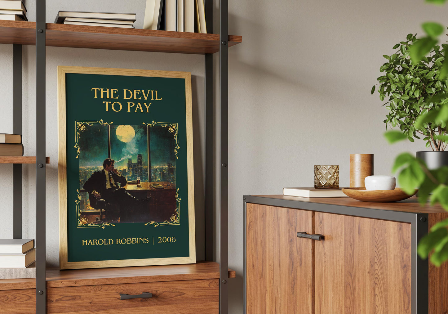 The Devil To Pay by Harold Robbins High Quality Poster Print. Free Delivery Wall Art. Author Book Artwork-Minimalist Gift Library Nook Art