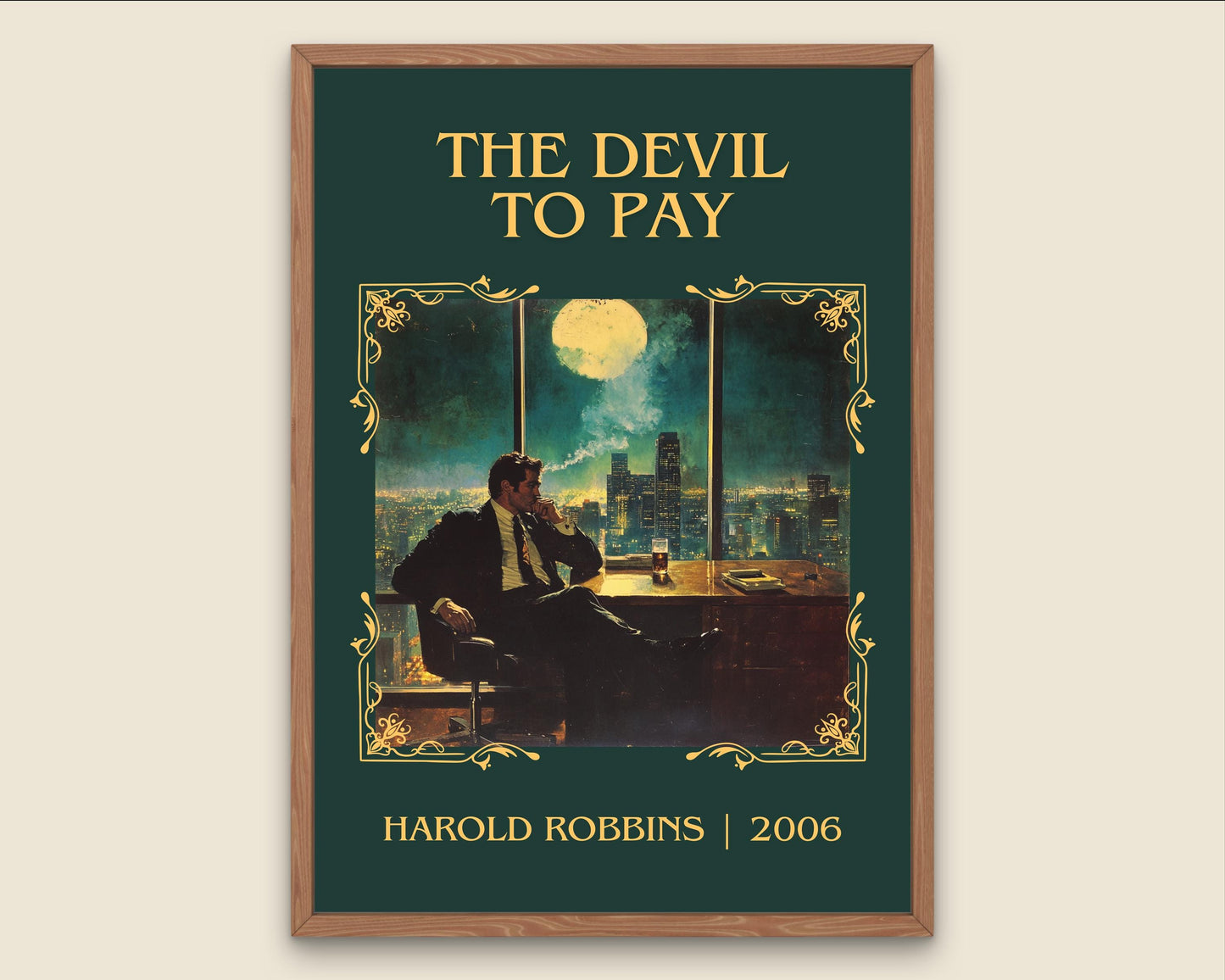 The Devil To Pay by Harold Robbins High Quality Poster Print. Free Delivery Wall Art. Author Book Artwork-Minimalist Gift Library Nook Art