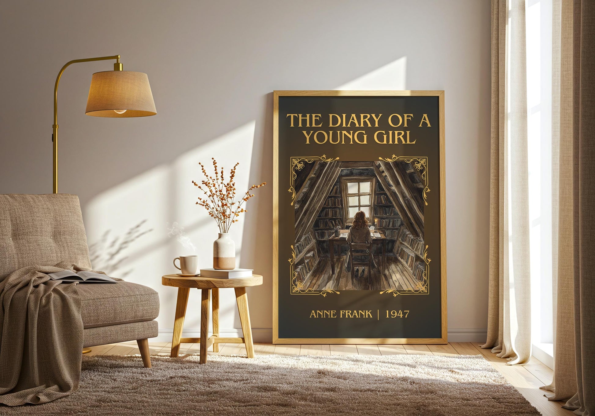 The Diary Of A Young Girl by Anne Frank High Quality Poster Print. Free Delivery Wall Art. Author Book Artwork-Minimalist Gift Library Nook