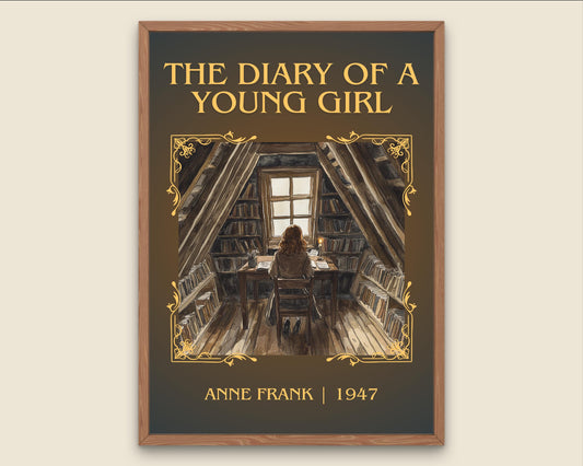 The Diary Of A Young Girl by Anne Frank High Quality Poster Print. Free Delivery Wall Art. Author Book Artwork-Minimalist Gift Library Nook