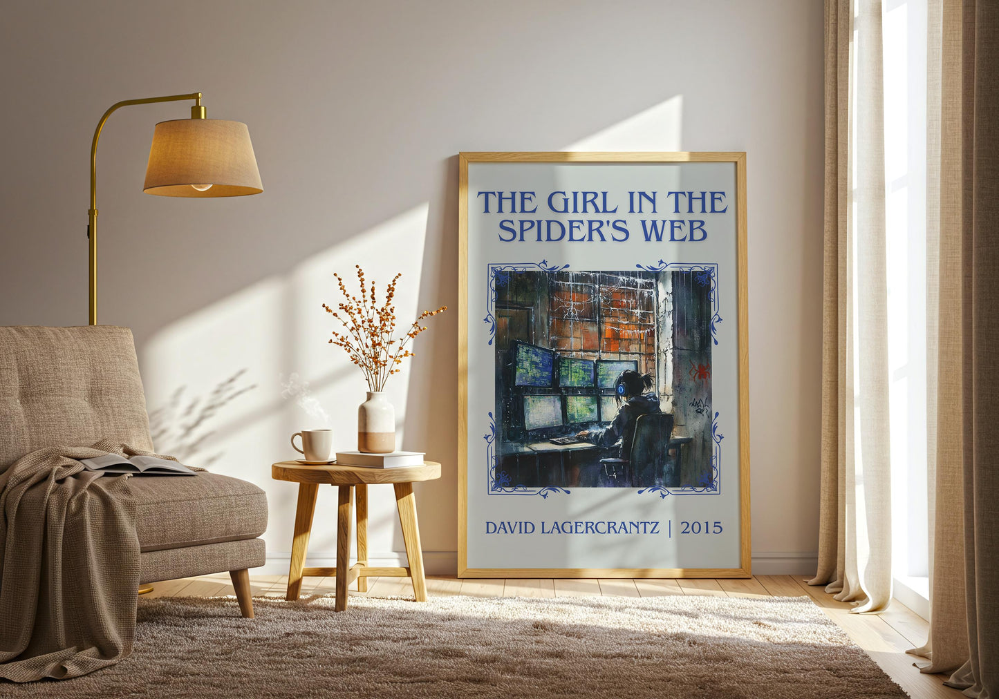 The Girl In The Spiders Web by David Lagercrantz High Quality Poster Print. Free Delivery Wall Art. Author Book Artwork-Minimalist Gift Nook