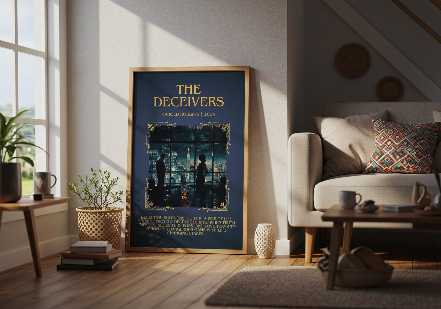 The Deceivers by Harold Robbins Descriptive, High Quality Poster Print.Free Delivery Wall Art.Author&Blurb Book Nook Gift Library