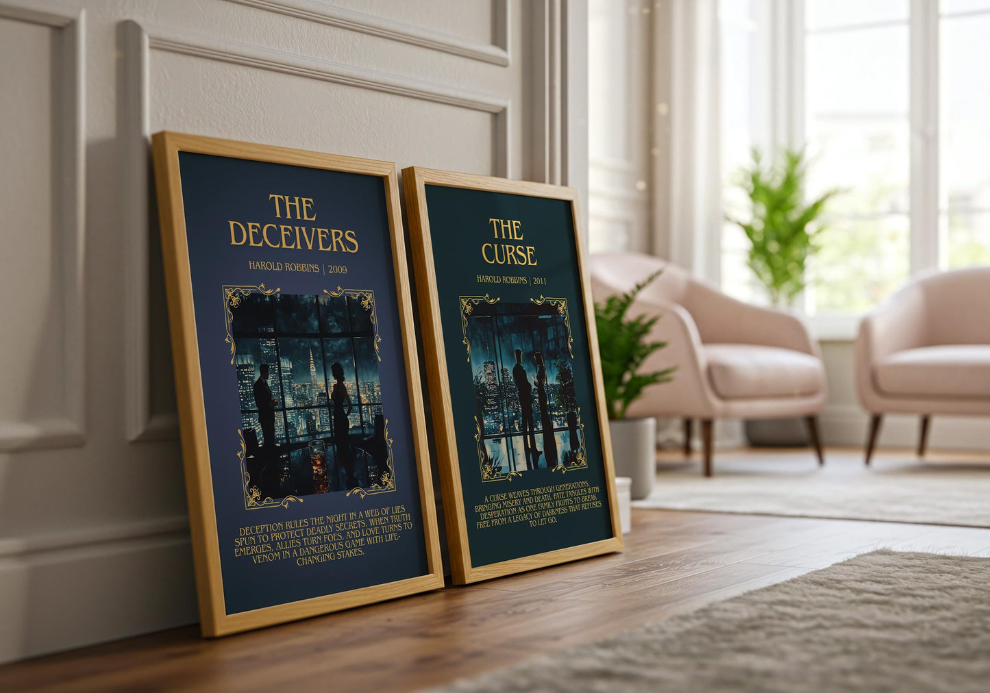 The Deceivers by Harold Robbins Descriptive, High Quality Poster Print.Free Delivery Wall Art.Author&Blurb Book Nook Gift Library