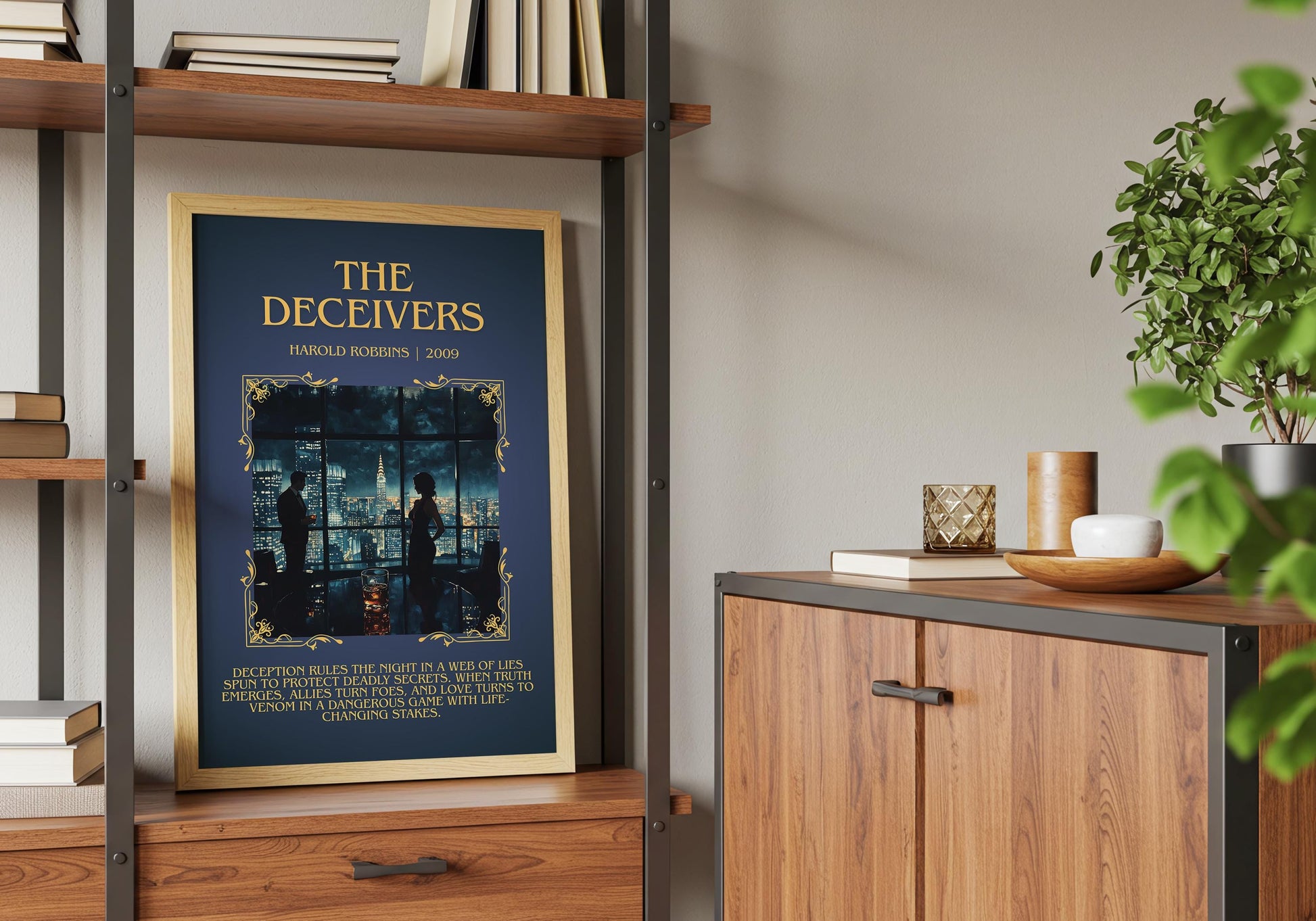 The Deceivers by Harold Robbins Descriptive, High Quality Poster Print.Free Delivery Wall Art.Author&Blurb Book Nook Gift Library