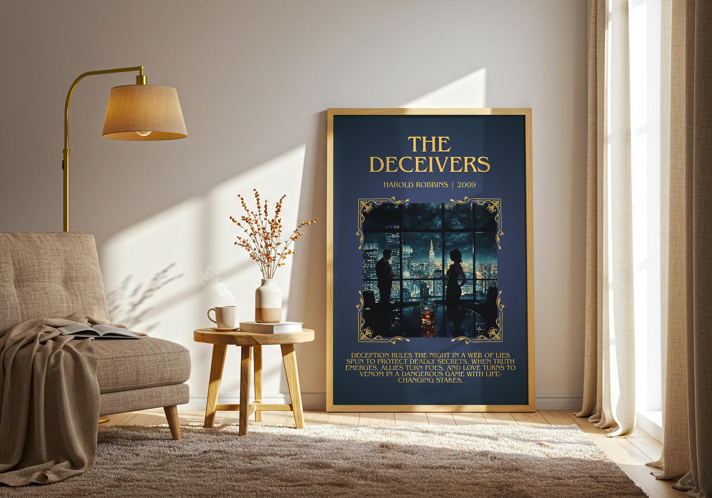 The Deceivers by Harold Robbins Descriptive, High Quality Poster Print.Free Delivery Wall Art.Author&Blurb Book Nook Gift Library