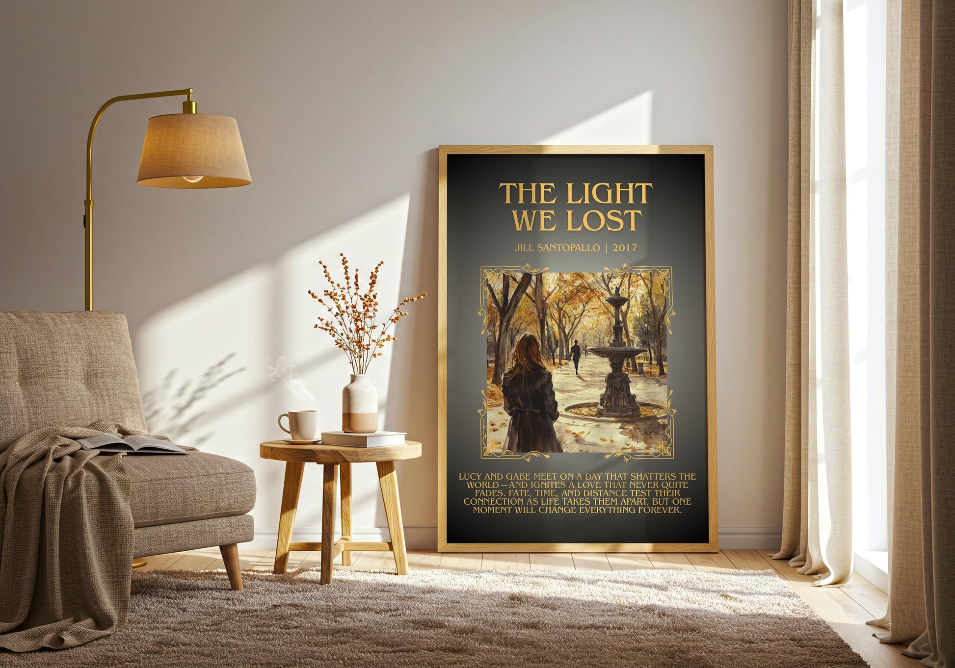 The Light We Lost by Jill Santopallo Descriptive, High Quality Poster Print.Free Delivery Wall Art.Author&Blurb Book Nook Gift Library