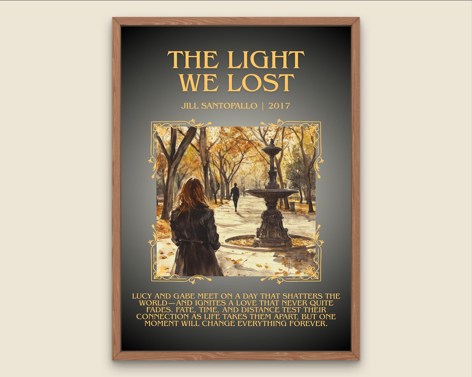 The Light We Lost by Jill Santopallo Descriptive, High Quality Poster Print.Free Delivery Wall Art.Author&Blurb Book Nook Gift Library