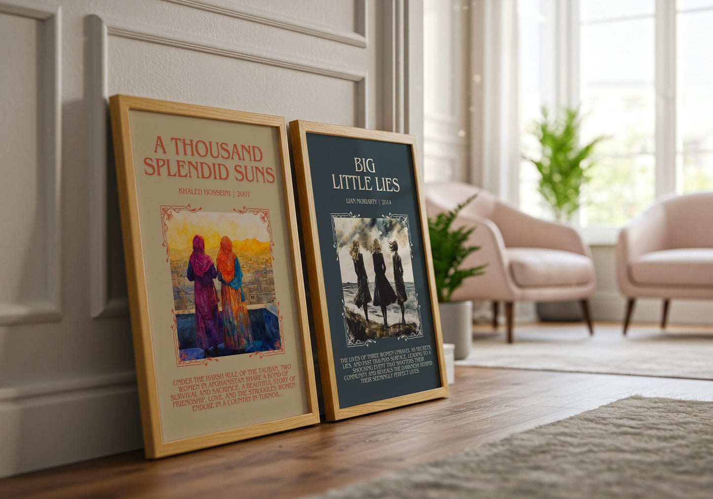 A Thousand Splendid Suns by Khaled Hosseini Descriptive, High Quality Poster Print. Free Delivery Wall Art. Author and Blurb Book Artwork