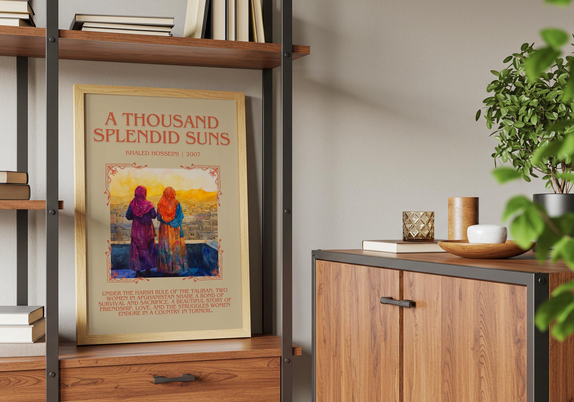 A Thousand Splendid Suns by Khaled Hosseini Descriptive, High Quality Poster Print. Free Delivery Wall Art. Author and Blurb Book Artwork