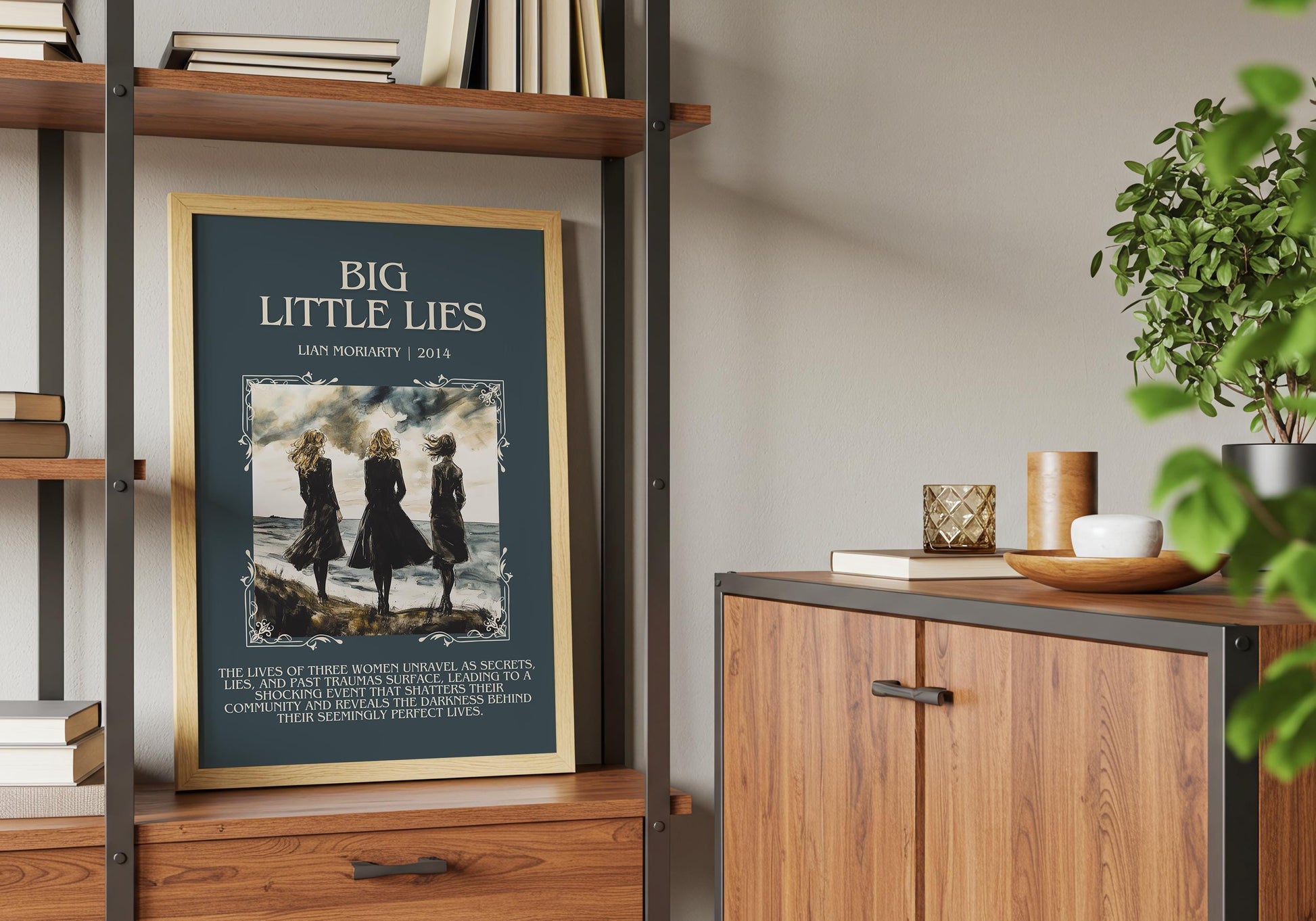 Big Little Lies by Lian Moriarty Descriptive, High Quality Poster Print. Free Delivery Wall Art. Author and Blurb Book/Novel Artwork