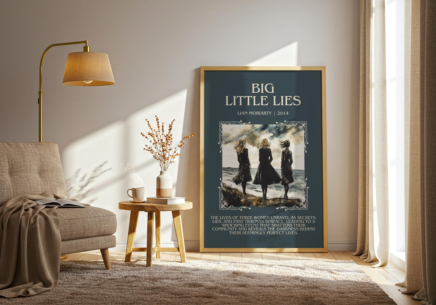 Big Little Lies by Lian Moriarty Descriptive, High Quality Poster Print. Free Delivery Wall Art. Author and Blurb Book/Novel Artwork