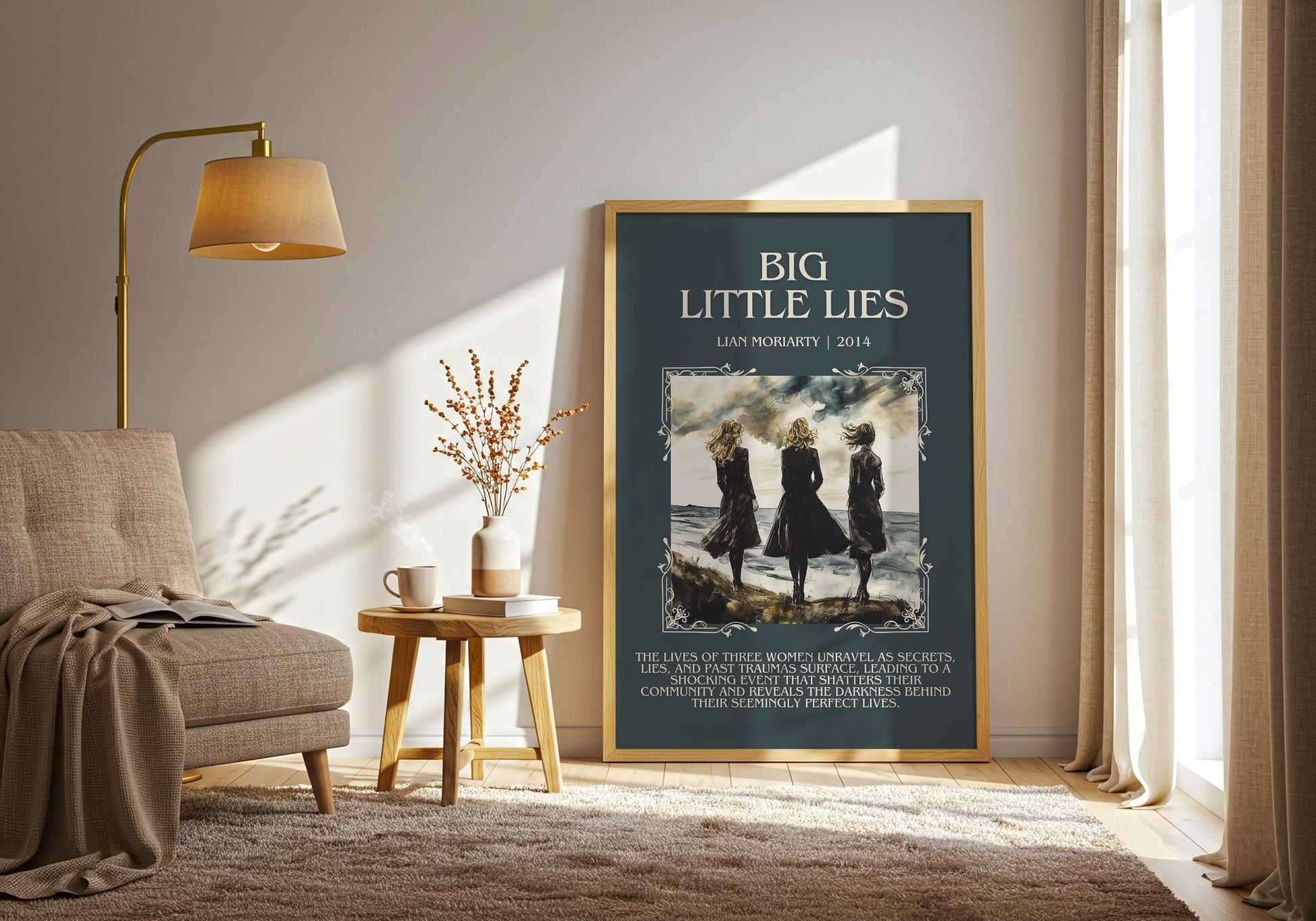 Big Little Lies by Lian Moriarty Descriptive, High Quality Poster Print. Free Delivery Wall Art. Author and Blurb Book/Novel Artwork