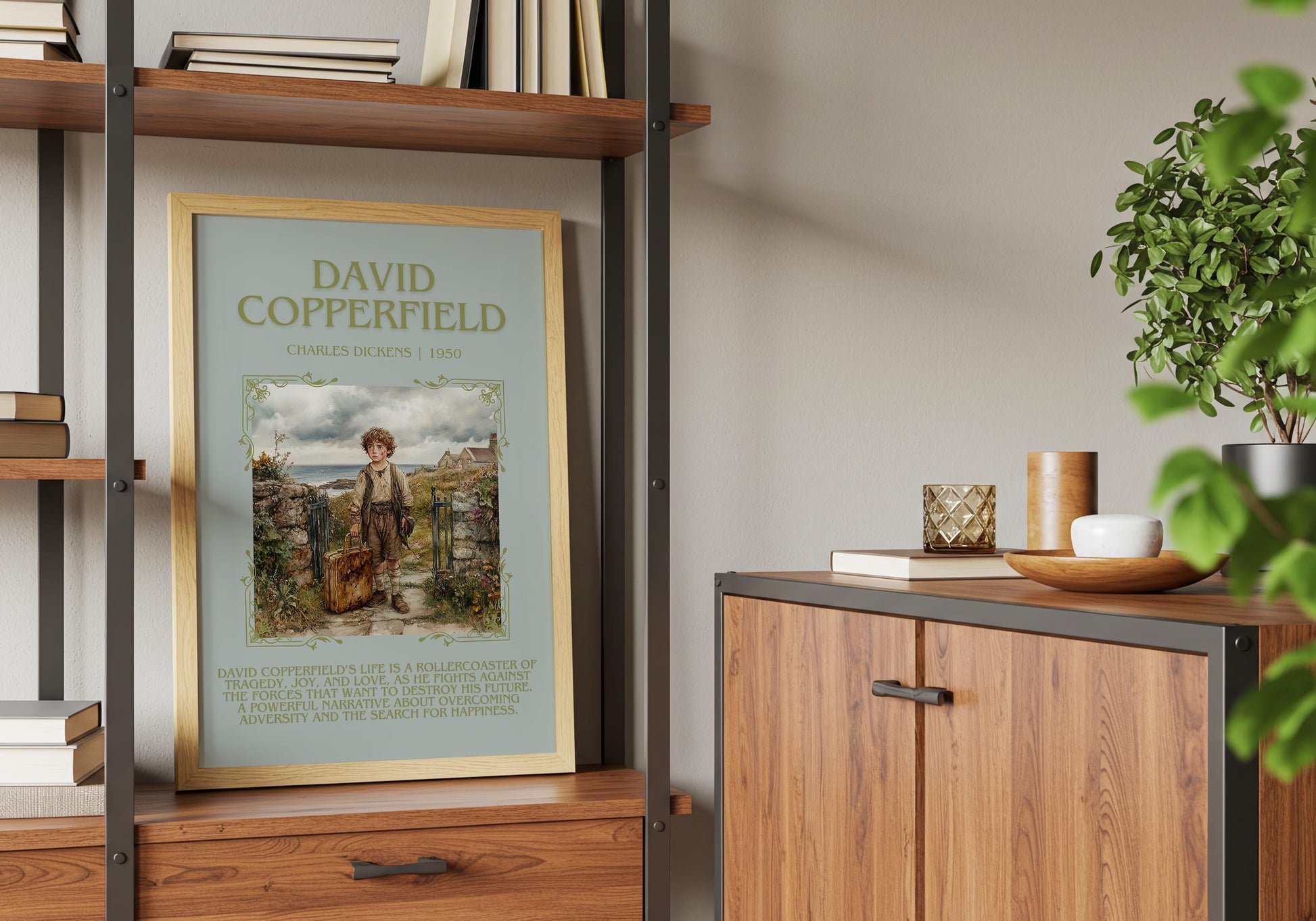 David Copperfield by Charles Dickens Descriptive, High Quality Poster Print. Free Delivery Wall Art. Author and Blurb Book Artwork