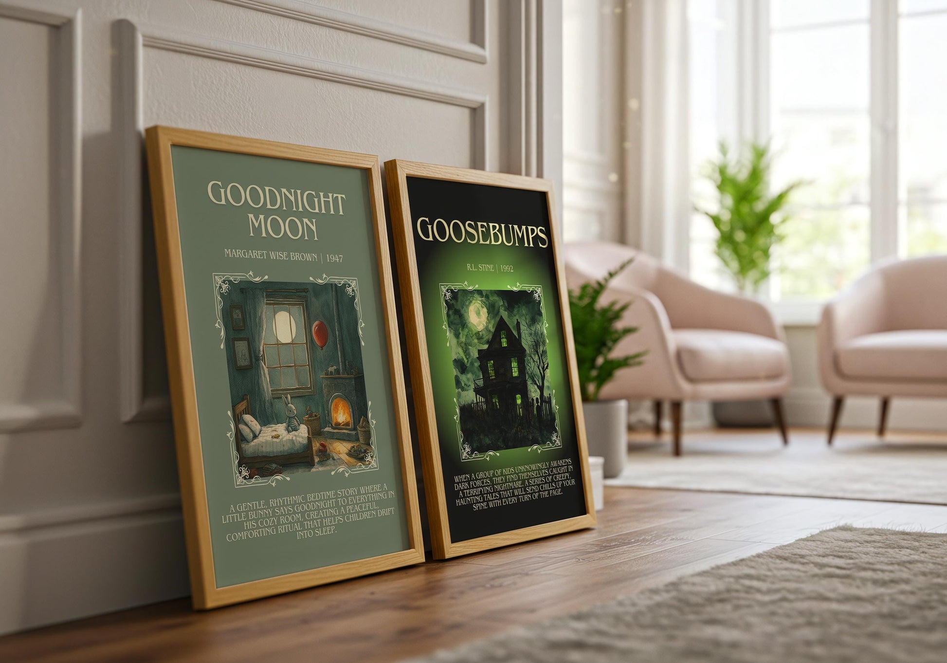 Goosebumps by R.L. Stine Descriptive, High Quality Poster Print. Free Delivery Wall Art. Author and Blurb Book Artwork