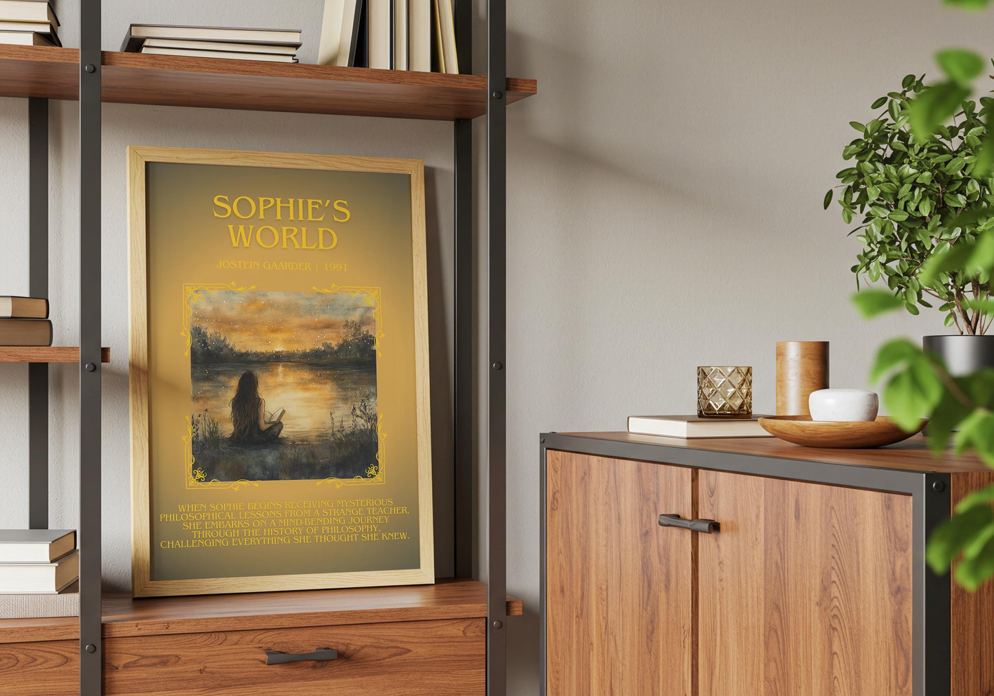 Sophie's World by Justein Gaarder Descriptive, High Quality Poster Print. Free Delivery Wall Art. Author and Blurb Book Artwork. Gift Art