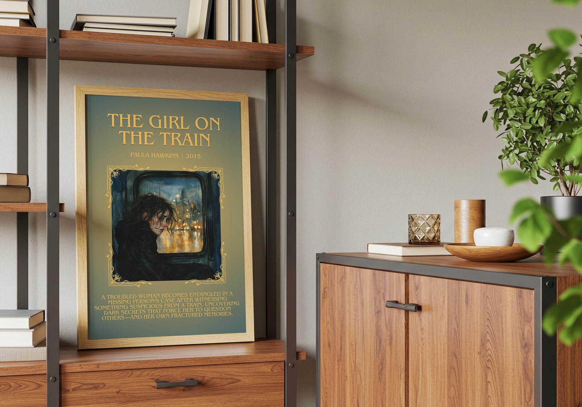 The Girl On The Train by Paula Hawkins Descriptive, High Quality Poster Print.Free Delivery Wall Art. Author and Blurb Book Artwork.Gift Art