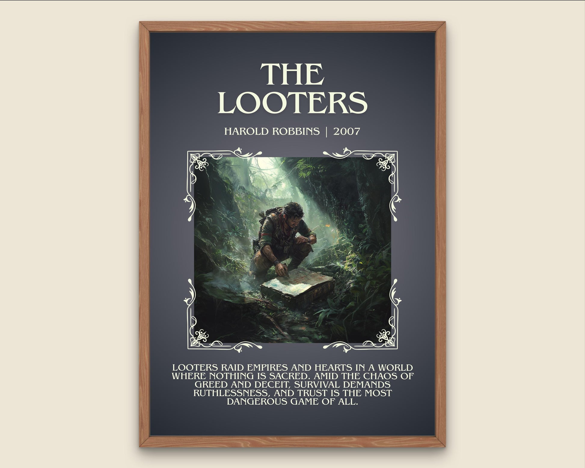 The Looters by Harold Robbins Descriptive, High Quality Poster Print.Free Delivery Wall Art.Author&Blurb Book Nook Gift Library
