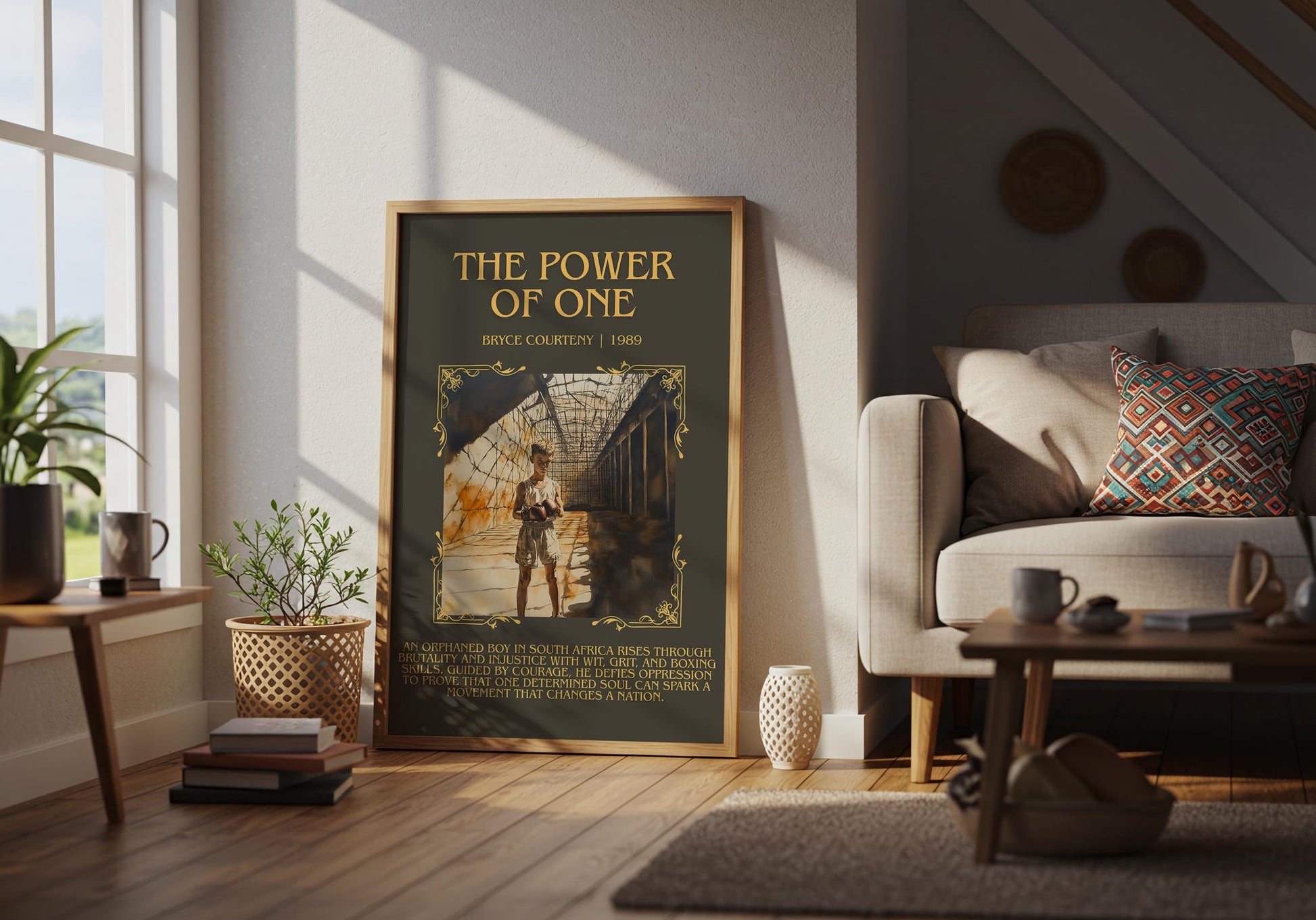 The Power Of One by Bryce Courtney Descriptive, High Quality Poster Print.Free Delivery Wall Art.Author&Blurb Book Nook Gift Library