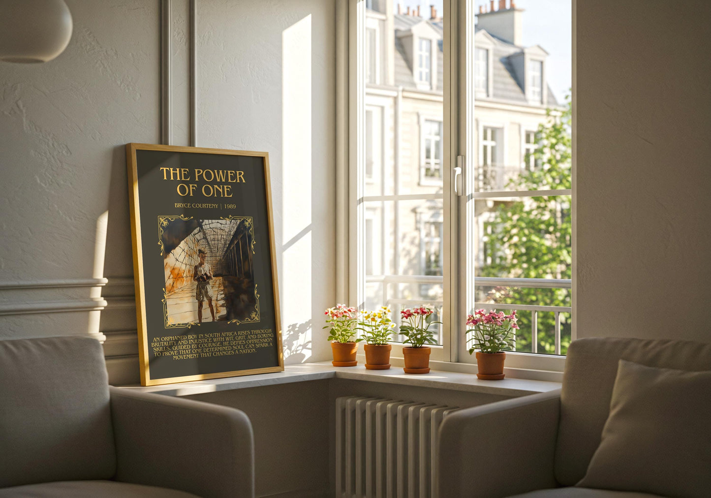 The Power Of One by Bryce Courtney Descriptive, High Quality Poster Print.Free Delivery Wall Art.Author&Blurb Book Nook Gift Library