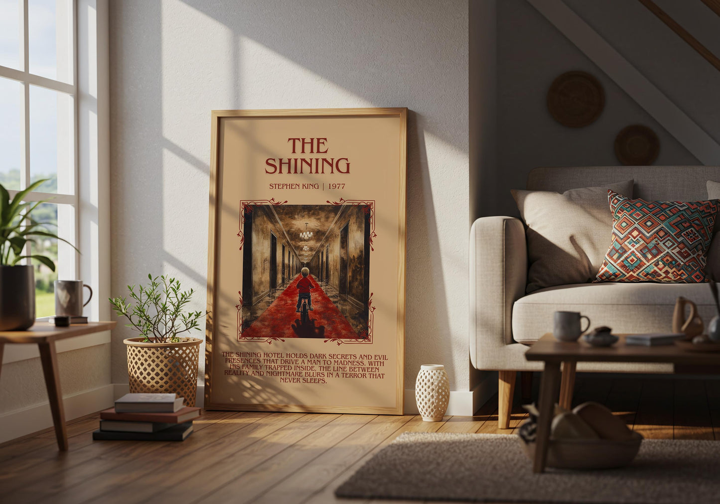 The Shining by Stephen King Descriptive, High Quality Poster Print.Free Delivery Wall Art.Author&Blurb Book Nook Gift Library