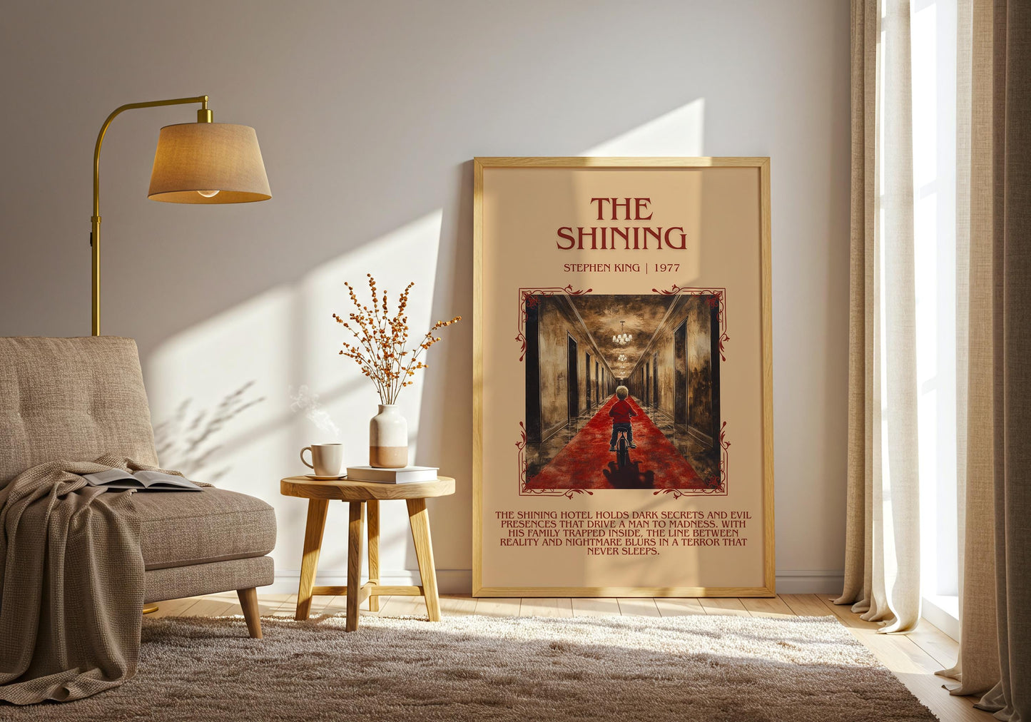 The Shining by Stephen King Descriptive, High Quality Poster Print.Free Delivery Wall Art.Author&Blurb Book Nook Gift Library