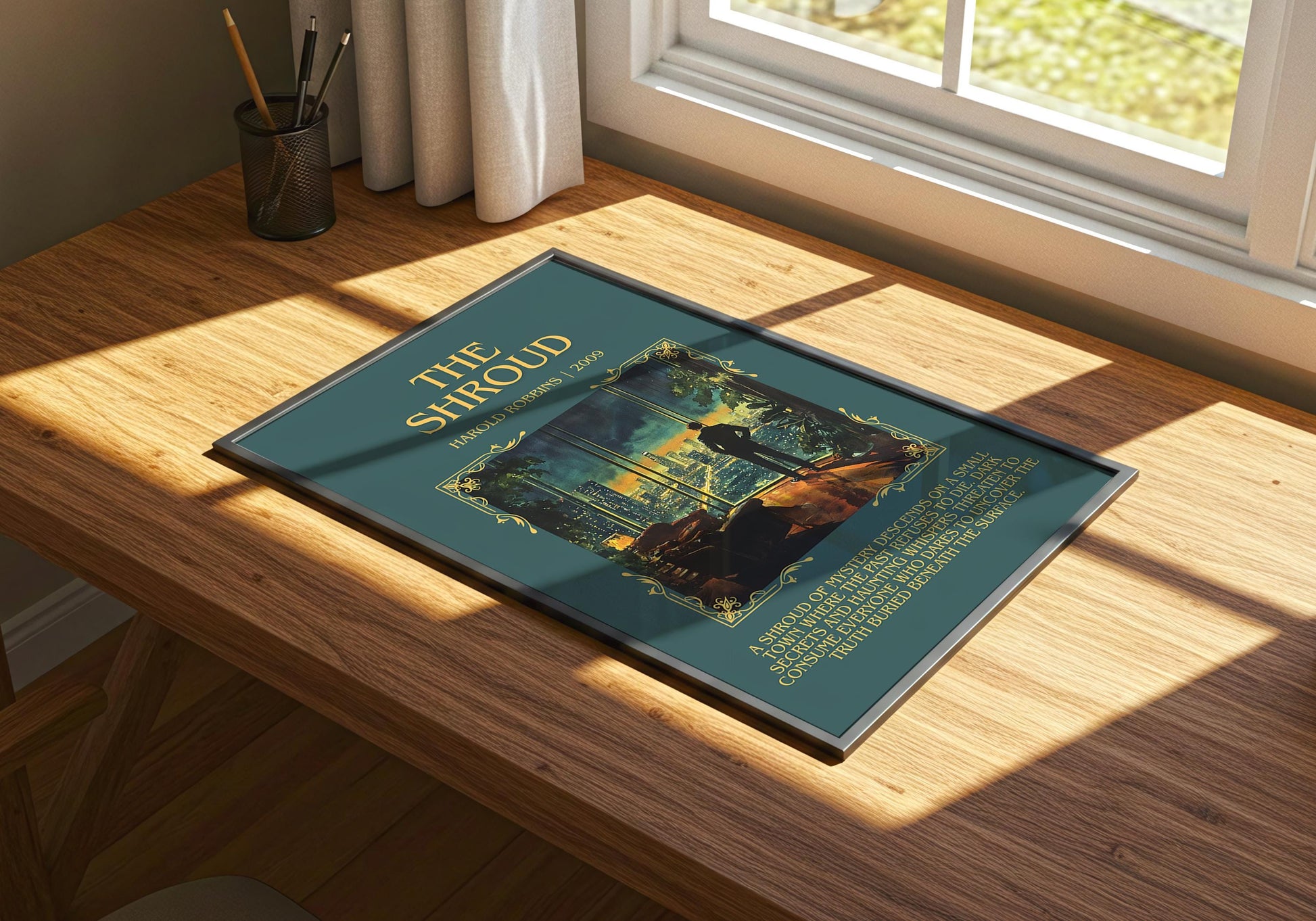 The Shroud by Harold Robbins Descriptive, High Quality Poster Print.Free Delivery Wall Art.Author&Blurb Book Nook Gift Library