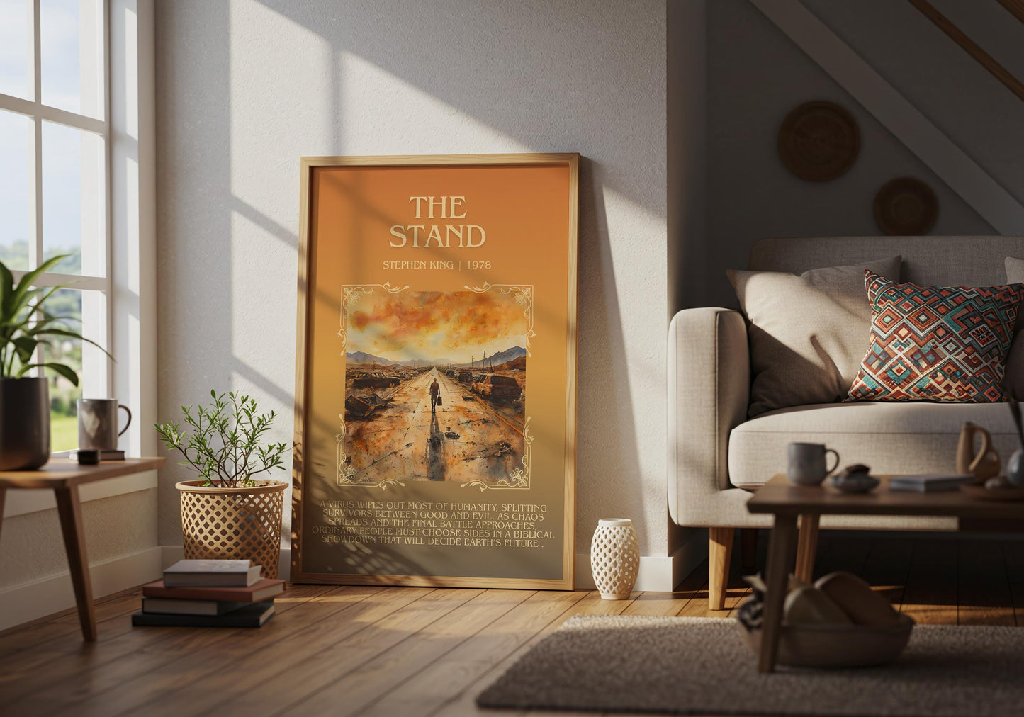 The Stand by Stephen King Descriptive, High Quality Poster Print.Free Delivery Wall Art.Author&Blurb Book Nook Gift Library