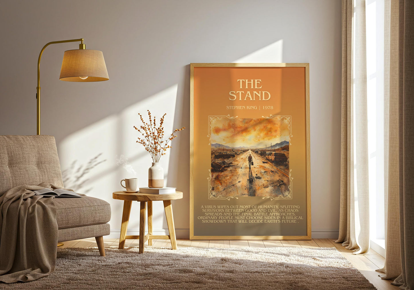 The Stand by Stephen King Descriptive, High Quality Poster Print.Free Delivery Wall Art.Author&Blurb Book Nook Gift Library