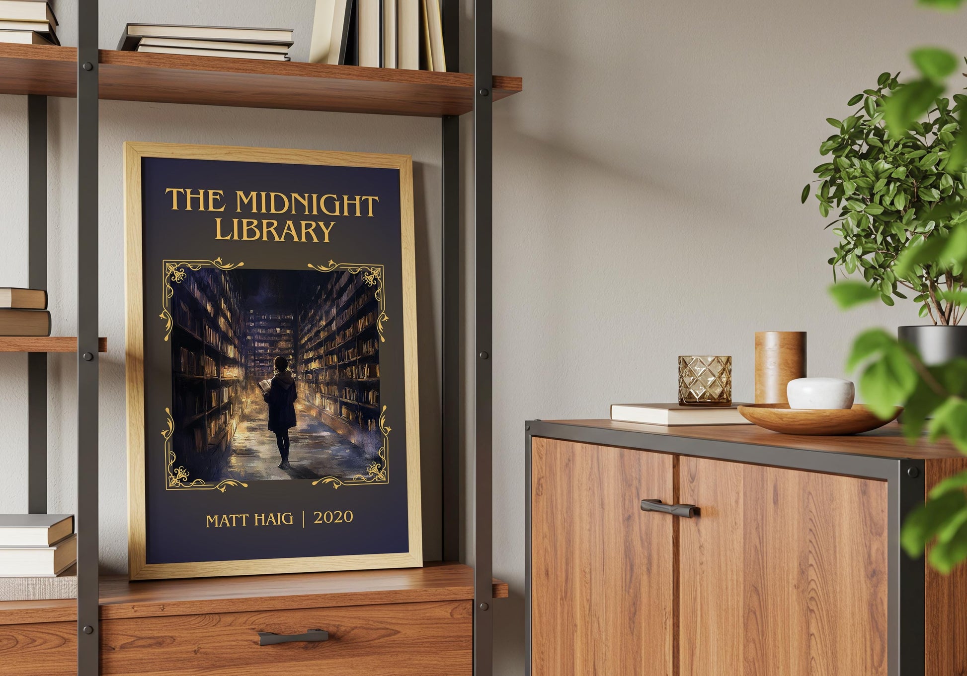 The Midnight Library by Matt Haig High Quality Poster Print-Free Delivery Wall Art. Author Book Artwork-Minimalist Gift Library Nook Gift