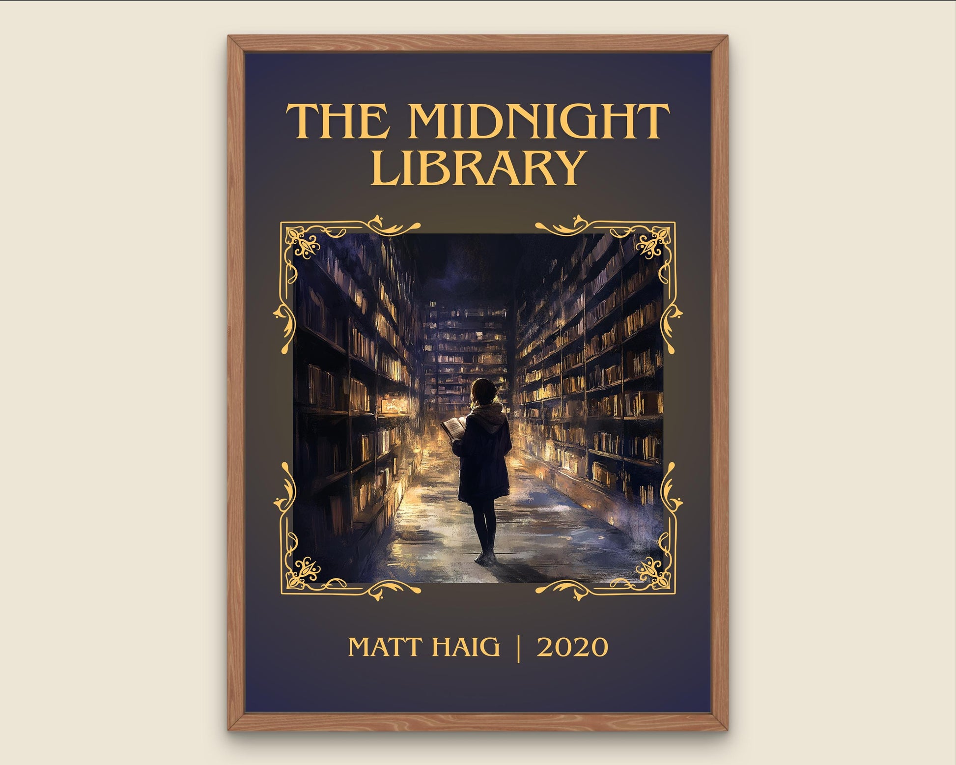 The Midnight Library by Matt Haig High Quality Poster Print-Free Delivery Wall Art. Author Book Artwork-Minimalist Gift Library Nook Gift